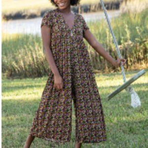 Natural Life Wide-Leg Floral Print Jumpsuit Size Medium